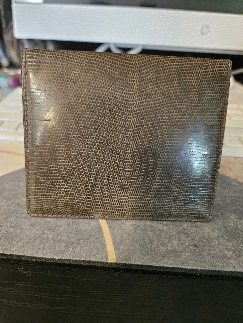 Genuine Lizard Skin Bifold Wallet Made In Spain Brown Exotic Leather